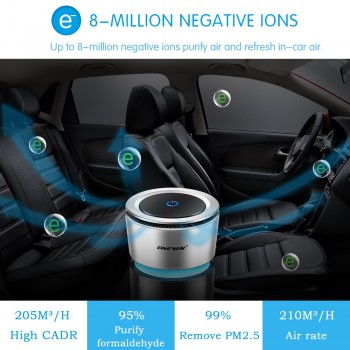 Onever Cup Shape Car Air Purifier Negative Ions Air Cleaner Ionizer Air Freshener with Car Charger Remove PM2.5 Formaldehyde