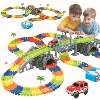 Assemble DIY railway road flexible track toys railroad flex race tracks set 96/144/192/240PCS rail cars toys gift for children