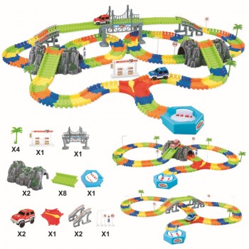 Assemble DIY railway road flexible track toys railroad flex race tracks set 96/144/192/240PCS rail cars toys gift for children