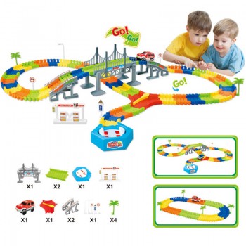 Assemble DIY railway road flexible track toys railroad flex race tracks set 96/144/192/240PCS rail cars toys gift for children