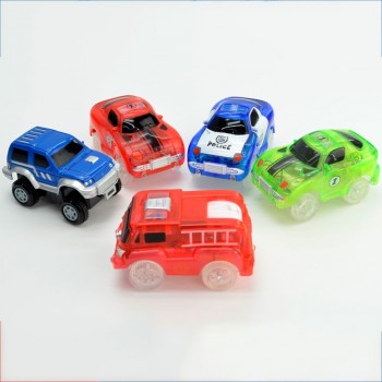 5.2cm Magic Diecasts Electronics LED Car Toys Flashing Lights Kids Christmas Birthday Gift Play with Glow Racing Tracks Together