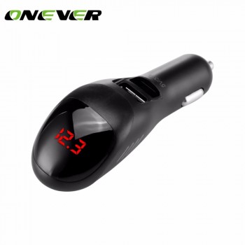 Onever Car Air Purifier Ionizer Air Cleaner Ionic Air Purifier Car Air Freshener with Dual USB Charger Voltmeter display