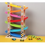 Wooden 7-Layer Ramp Race Track amp; 8 Mini Inertia Car Sliding Toy Vehicelamp;Train Baby Toddler Motor Skill Developmental Kids Gift