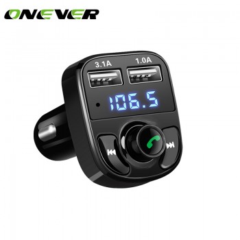 Onever Car Kit Bluetooth MP3 Player Hands-free Call Wireless FM Transmitter  Radio Adapter DC 12-24V with  Dual USB Car Charger