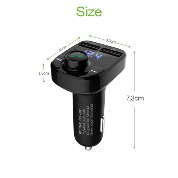 Onever Car Kit Bluetooth MP3 Player Hands-free Call Wireless FM Transmitter  Radio Adapter DC 12-24V with  Dual USB Car Charger