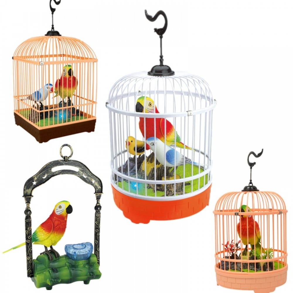 Children Electronic Interactive Talking Toys Pets Simulation Bird Cage Birdcage Kids Christmas New Year Gift Garden Ornaments