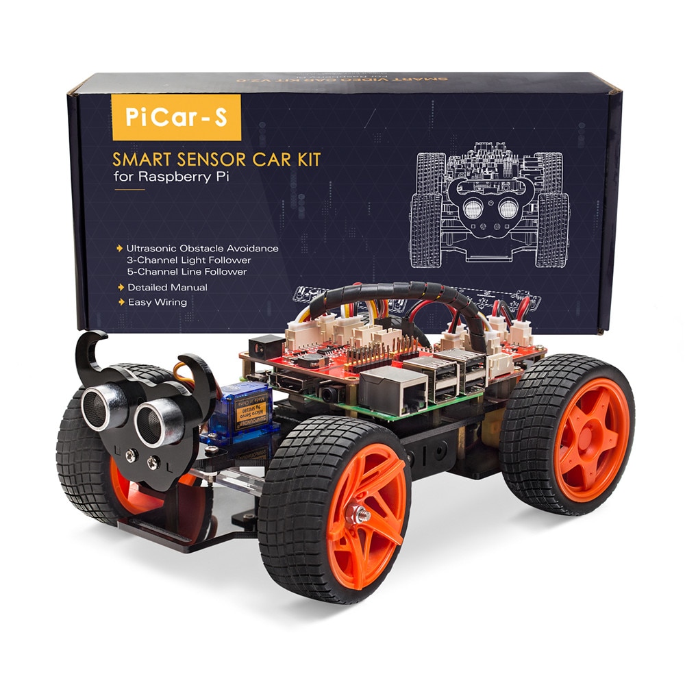 SunFounder Raspberry Pi Smart Robot Car Kit PiCar-S Block Based Graphical Visual Programmable Electronic Toy with Detail Manual