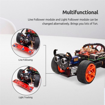 SunFounder Raspberry Pi Smart Robot Car Kit PiCar-S Block Based Graphical Visual Programmable Electronic Toy with Detail Manual