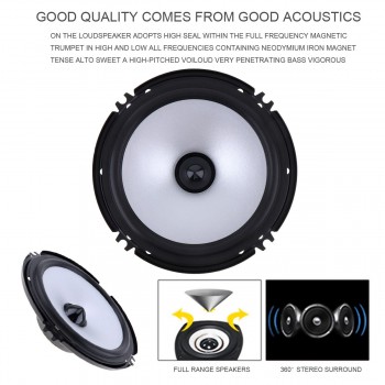 2pcs 6.5 Inch Car Speaker 60W 88dB Automobile Car Coaxial HiFi Speakers Vehicle Audio Music Full Range Frequency Loudspeaker