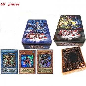 60pcs Different Yugioh Paper Cards in Iron Box Anime Yu gi oh Anime Game Collection Cards Kids Boys Toys Gift