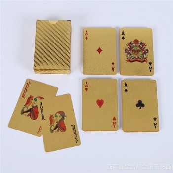 High quality Golden Playing Cards gold foil poker set Euro Dollar Grid Gold Plastic foil poker Durable Waterproof Cards