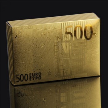 High quality Golden Playing Cards gold foil poker set Euro Dollar Grid Gold Plastic foil poker Durable Waterproof Cards