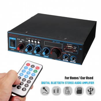 with Remote Control Audio Power Stereo Digital Amplifier 220V/12V Bluetooth USB FM SD Mic Home CarCompatible LED Display