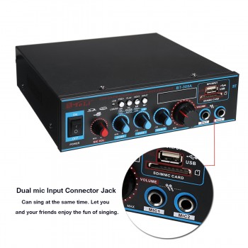 with Remote Control Audio Power Stereo Digital Amplifier 220V/12V Bluetooth USB FM SD Mic Home CarCompatible LED Display