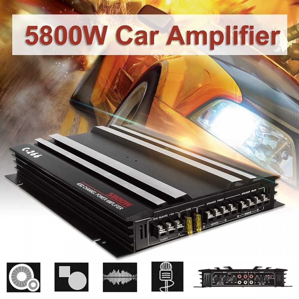 Audew 5800W Aluminum Alloy Car Amplifier Multichannel Powerful Car Audio Amplifier Vehicle Power Stereo Amp Car Sound Amplifiers