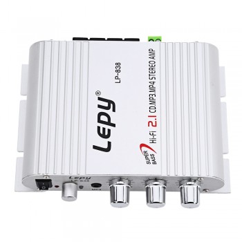 Mini Lepy LP-838 Car 3 Channel Amplifier Stereo Mega Bass 12V Hi-Fi Connect With Phone PC DVD Player  MP3 MP4 Portable Subwoofer