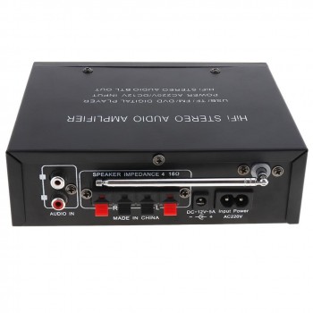 DC 12V / AC 220V Bluetooth 2CH HiFi Car Stereo Audio Power Amplifier FM Radio Auto Hi-Fi Digital Player Support USB SD FM DVD