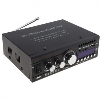 DC 12V / AC 220V Bluetooth 2CH HiFi Car Stereo Audio Power Amplifier FM Radio Auto Hi-Fi Digital Player Support USB SD FM DVD