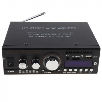 DC 12V / AC 220V Bluetooth 2CH HiFi Car Stereo Audio Power Amplifier FM Radio Auto Hi-Fi Digital Player Support USB SD FM DVD