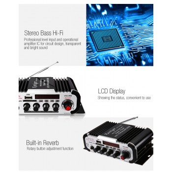 Kentiger HY - 600 HiFi Car Stereo Power Amplifiers IR Control FM MP3 USB Playback Digital Audio Amplifier