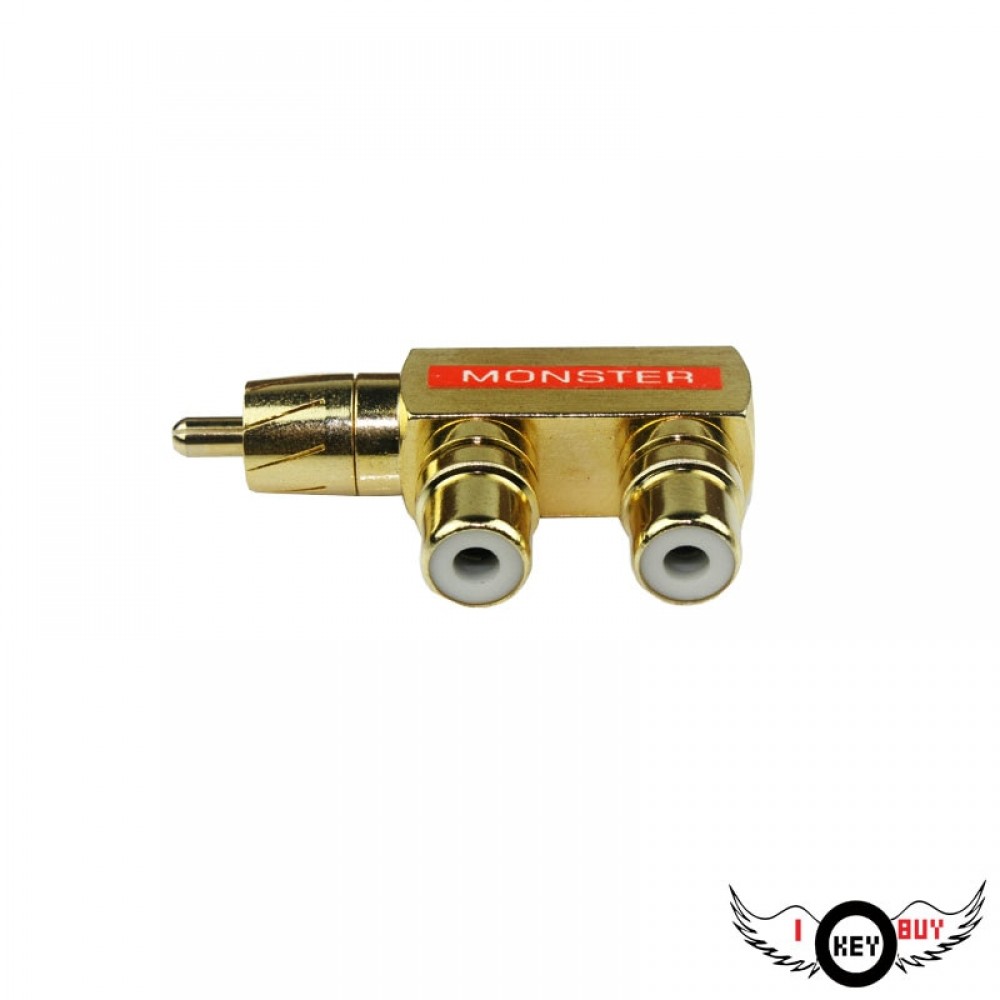 1PC High Quality Pure Copper Gold Plated Lotus Three Links Monster Audio RCA One Male And Two Female Transfer Plugs I Key Buy