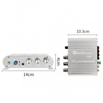 12V Car Auto DX-210 2.1 Channel Bass Power Amplifier HiFi Audio Stereo Speaker Booster 14x10.5x4cm Excellent Thermal Stability