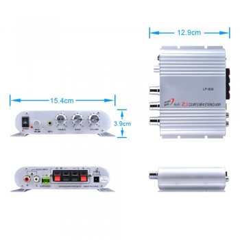 Mini Lepy LP-838 Car 3 Channel Amplifier Stereo Mega Bass 12V Hi-Fi Connect With Phone PC DVD Player  MP3 MP4 Portable Subwoofer