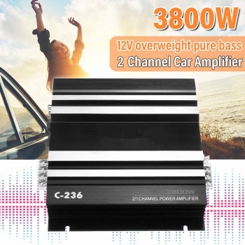 DC 12V 3800W 2 CH HiFi Bass Car Auto Amplifier Board Subwoofer Stereo Amplifiers Power Audio Music Player for Motocycle Home