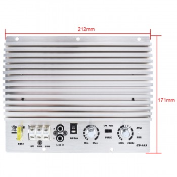 1000W Car Amplifier 12V Class AB Digital 2 Channel Silver Aluminum Alloy High Power Car Audio AMP Subwoofer Amplifier