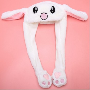 New cartoon Hat kids Cuddly Moving Ear Rabbit Dance Plush Toy plush cap Hat Soft Stuffed Animal Cartoon Toys Hats baby Gift