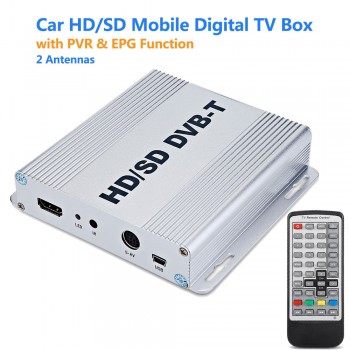 Car TV Box DVB-T Mobile Digital Receiver TM99B PVR EPG HD/SD UHF/VHF 2 Antennas Tuners Support USB HDMI AV-out TV/Radio Like X98