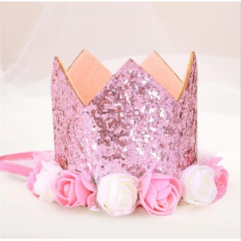 cartoon hat Baby Girl  Birthday Party Hat with Hairband Princess Queen Crown Lace Hair Band Elastic Head Wear Hat cartoon hat