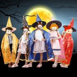 Halloween masquerade, cloak, children undefineds dance party, costume, wizard undefineds cape, hat, suit, wholesale