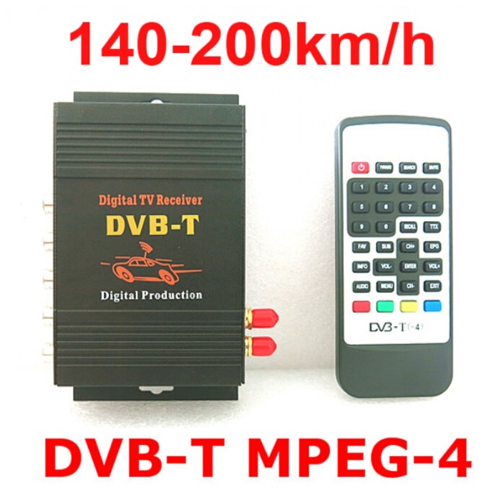 DVB-T Car 140-200km/h HD MPEG-4 Two Chip Tuner Two Antenna DVB T Car Digital TV Tuner Receiver SET TOP BOX