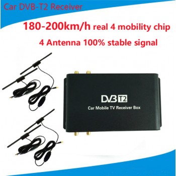 180-200km/h DVB-T2 Car 4 Antenna 4 Mobility Chip Tuner DVB T2 Car TV Receiver USB HDTV For Russia Thailand Singapore Colombia