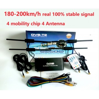 180-200km/h DVB-T2 Car 4 Antenna 4 Mobility Chip Tuner DVB T2 Car TV Receiver USB HDTV For Russia Thailand Singapore Colombia