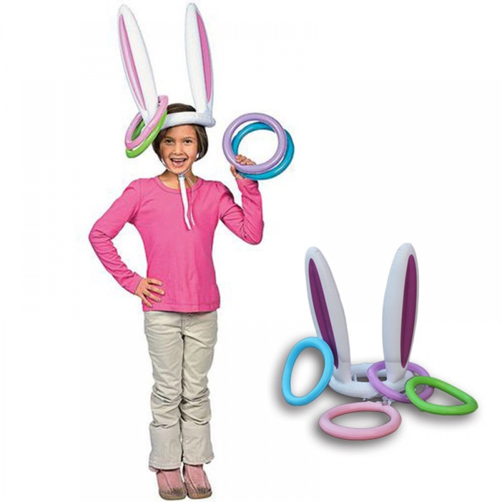 Inflatable Bunny Ears Rabbit Hat 4 Rings Toss Game Fun Toys Kids Party Deer Head Ferrule Tools Easter Christmas Party Decoration