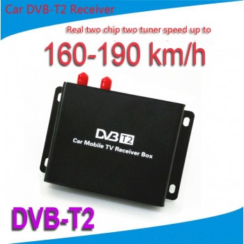 Mobile Car DVB-T2 Digital TV Receiver Real Two Chip Two Antenna Speed Up To 160-190km/h DVB T2 Car TV Tuner MPEG4 SD/HD 1080P