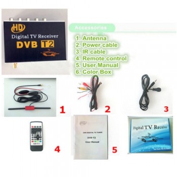 DVB-T2 Car MPEG-4 H.264 HD 1080P Digital Car TV Tuner Car DVB T2 For Europe, Southeast Asia, Russia, Thailand, Columbia