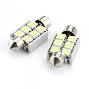 10 x 36mm 5050 SMD 6 Canbus LED Festoon Dome Bulb Lamp Car White