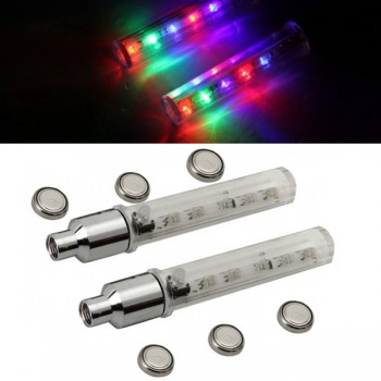 2pcs Car Bike Bicycle Wheel Tire Valve Cap Neon 5 LED Light Lamp