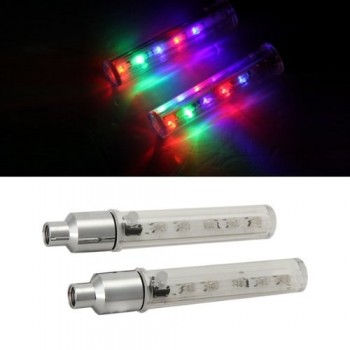 2pcs Car Bike Bicycle Wheel Tire Valve Cap Neon 5 LED Light Lamp