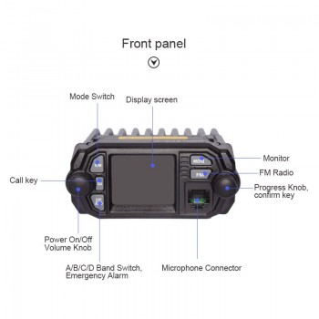 Quad Band  Mobile Radio Station Walkie Talkie 10km VHF/UHF 136-174MHz 400-480MHz 25W/20W Dual Band Mini Car Radio Transceiver