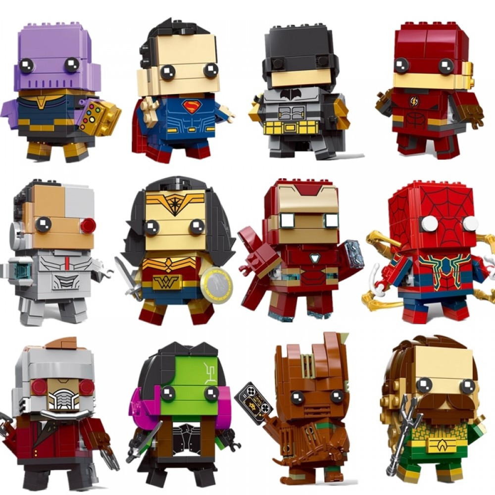 New Brickheadz Legoinglys Figures Super Hero DC Justice League Brick Heads Iron Man Spider Man Building Blocks Kids Toys