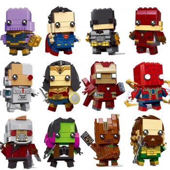 New Brickheadz Legoinglys Figures Super Hero DC Justice League Brick Heads Iron Man Spider Man Building Blocks Kids Toys