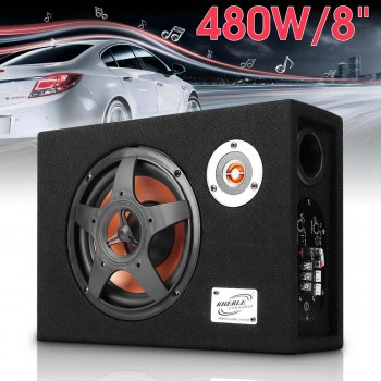 8 Inch 480W Under-Seat Car Subwoofer Modified Speaker Stereo Audio Bass Amplifier Subwoofers Car Audio Auto Speakers