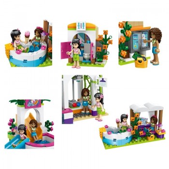 New Heartlake Girls club Summer Pool fit legoings friends figures city model Building block Bricks diy toys girl gift for Christ