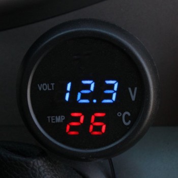 3 in 1 Digital LED car Voltmeter Thermometer Auto Car USB Charger 12V/24V Temperature Meter Voltmeter Cigarette Lighter