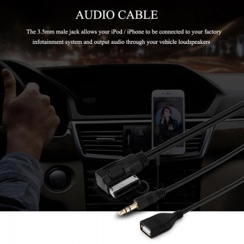 AOZBZ 3.5mm Music AMI MMI Interface Mini Jack Car USB Chargers USB Aux MP3 Cables for VW Audi S5 Q5 Q7 A3 A4L A5 A1