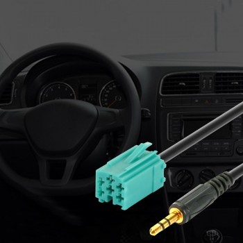 EAFC 1m Auto Car AUX CD Audio Line Input Cable 6 Pin to 3.5mm Plug for Volkswagen Renault